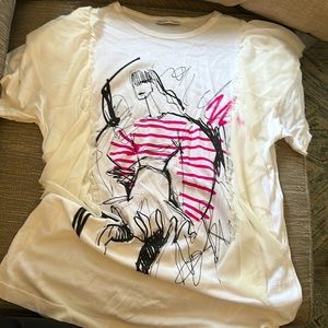 Zara tunic t-shirt with chiffon ruffles.  Edgy.